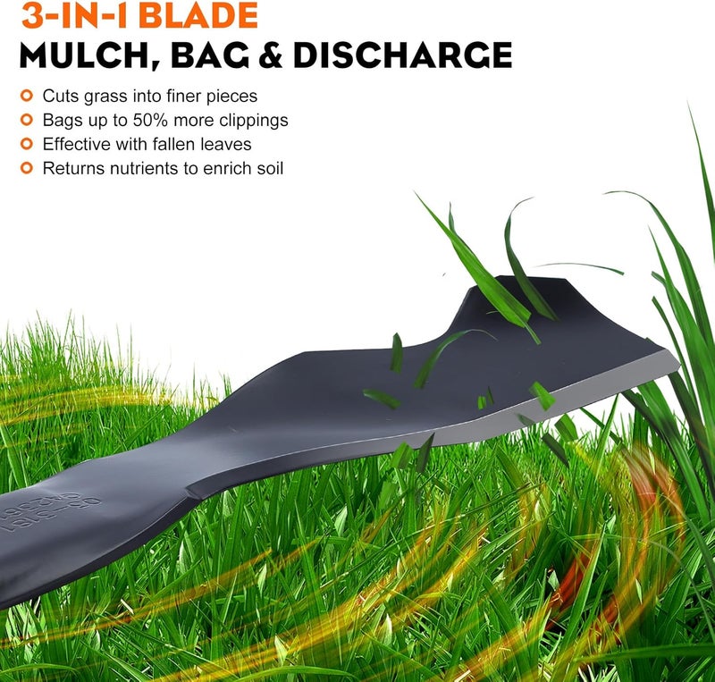 Hipa 942-0741A Mulching Blade for Troy Bilt 21 inch Lawn Mower, TB110 TB240 TB230 TB130 Lawn Tractor,Craftsman Yard Machine MTD Murray 21 inch Deck Riding Mower (After 1995) - Image 2
